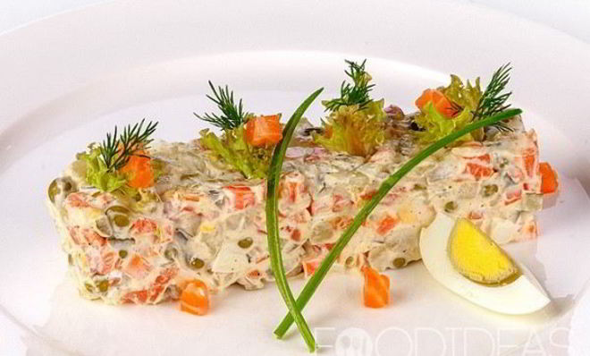 Оливье с семгой