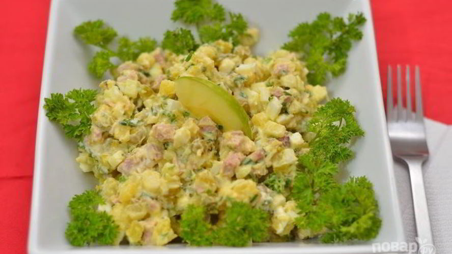 Рецепт оливье с языком