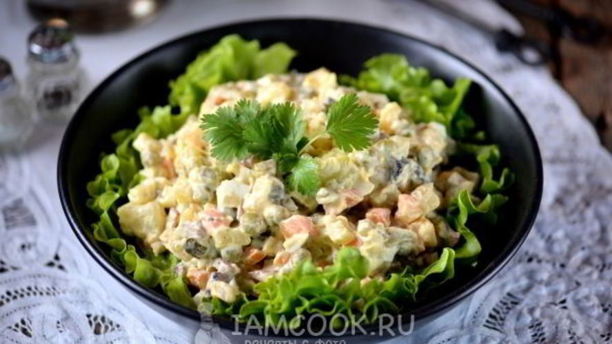 Рецепт салата оливье беза мясов и колбас