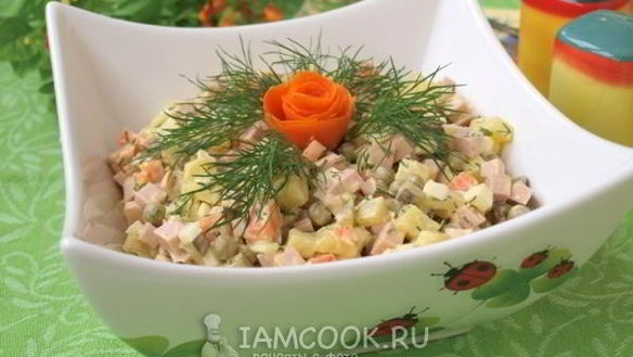 Рецепт Салата Оливье с колбасой