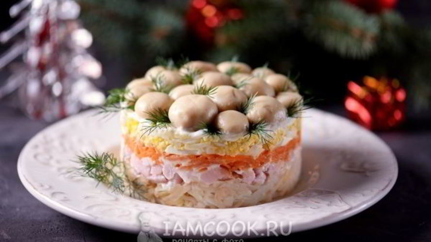 Рецепт салата грибная поляна с шампиньонами