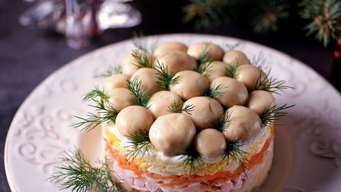 салат грибная поляна с шампиньонами