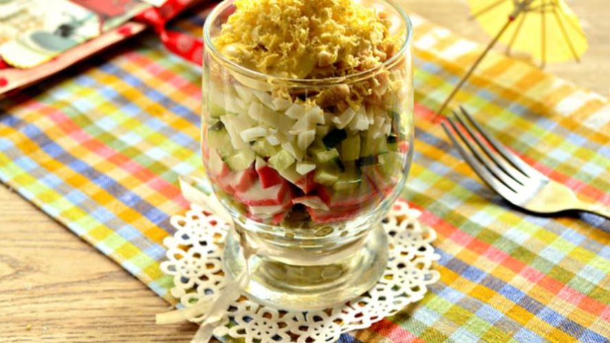 Рецепт салата-коктейля с кальмарами