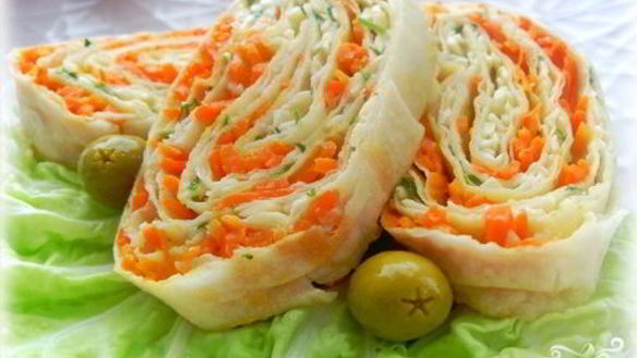 Рецепт Рулета Мимоза из лаваша