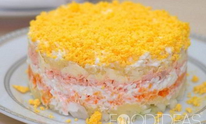 Салат Мимоза с картошкой