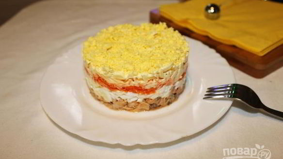 Рецепт Салата Мимоза с сырой морковью