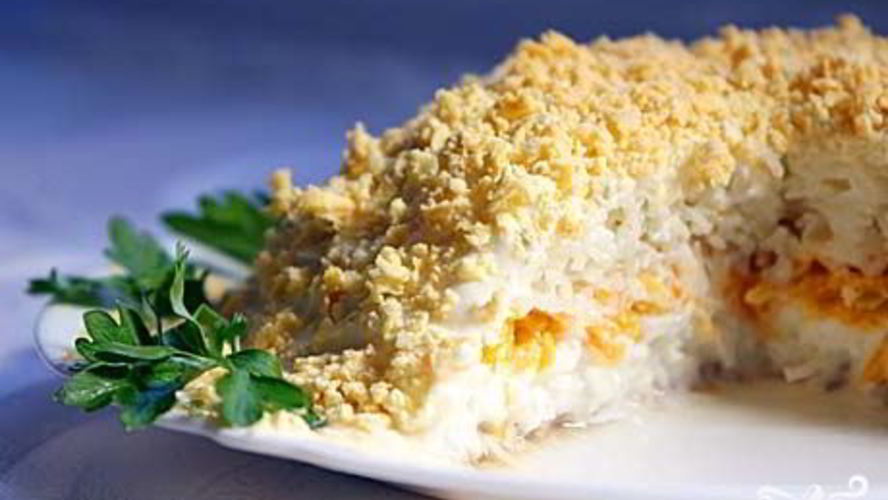 Рецепт салата мимоза с сыром и маслом