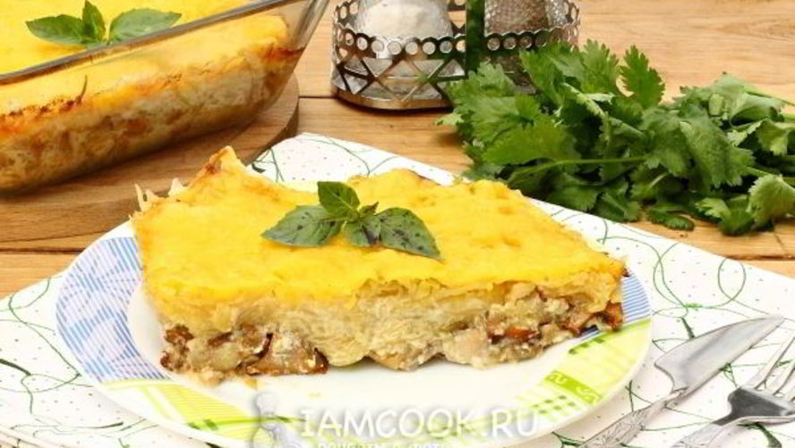 Рецепт курицы с лисичками, запеченная под шубой