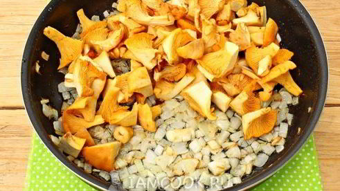 курица с лисичками, запеченная под шубой