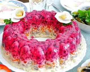 Селедка под шубой с желатином