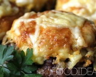 Стожки из фарша под шубой в духовке