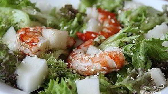 Рецепт Салата с дыней и креветками