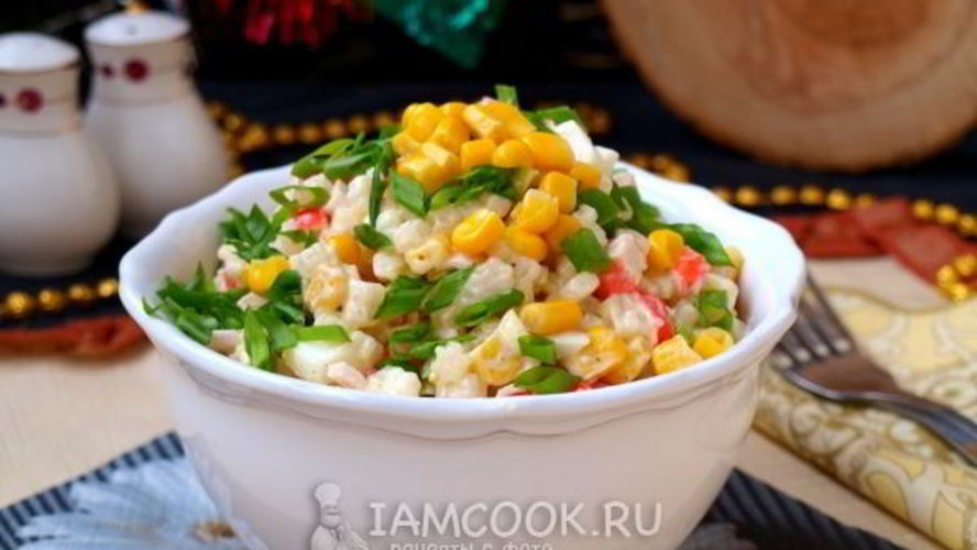 Рецепт салата с макаронами и крабовыми палочками