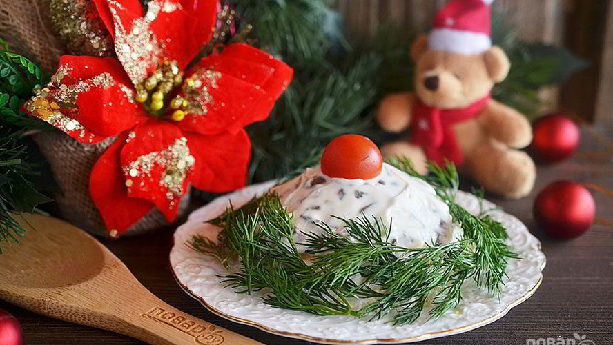 Рецепт салата с рыбой и грибами поморский