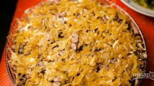 слоеный салат с печенью