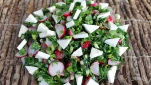 свежий салат с плавленым сырком