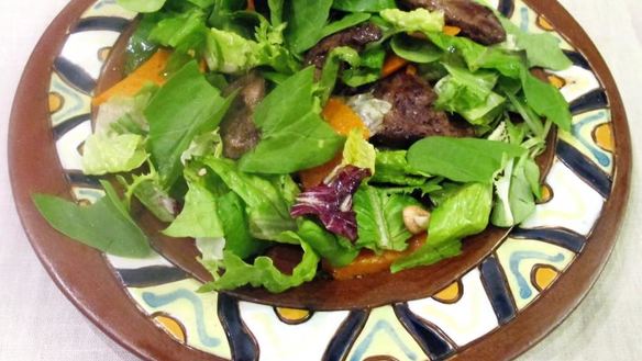 Рецепт Теплого салата из куриной печени и тыквы