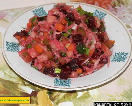 Салат винегрет с квашеной капустой и свеклой