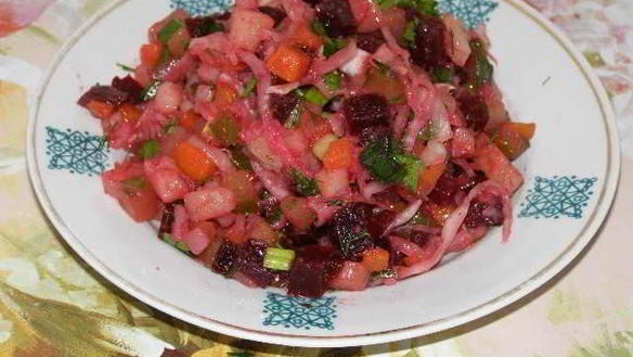 Рецепт Салата винегрет с квашеной капустой и свеклой