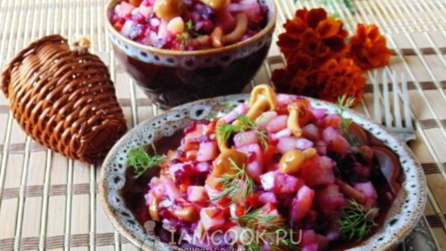 Рецепт винегрета с маринованными опятами