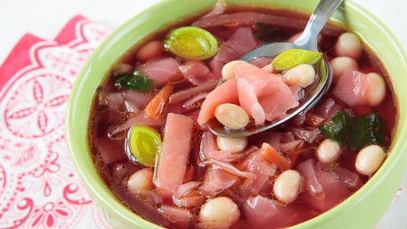 Рецепт Борща с белой фасолью и пореем