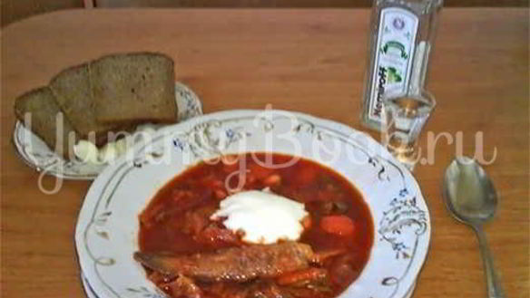 Рецепт Борща с бычками и фасолью
