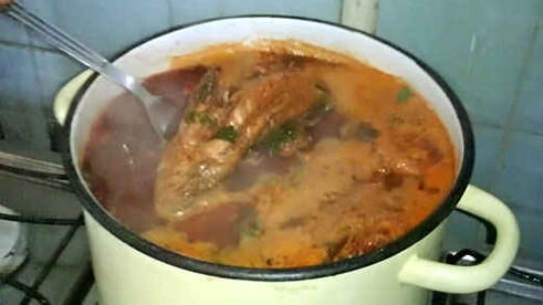 борщ с бычками и фасолью