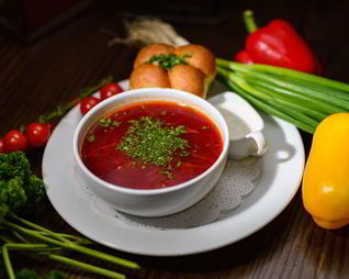 Борщ с чесноком и зеленью