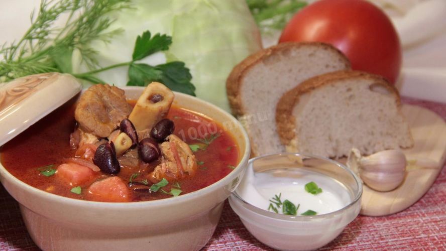 Рецепт борща с фасолью и курицей