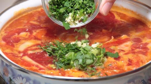 борщ с фасолью и курицей