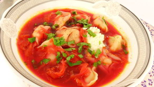 Рецепт Борща с пельменями