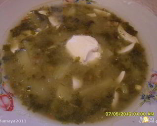 Борщ со щавелем и яйцом