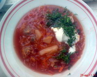 Борщ вегетарианский с грибами