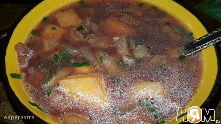 Рецепт постного борща с нутома