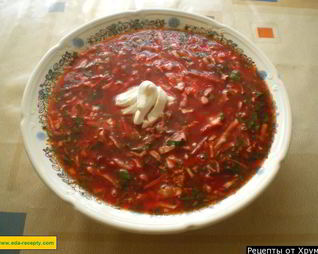 Украинский борщ со свининой и галушками