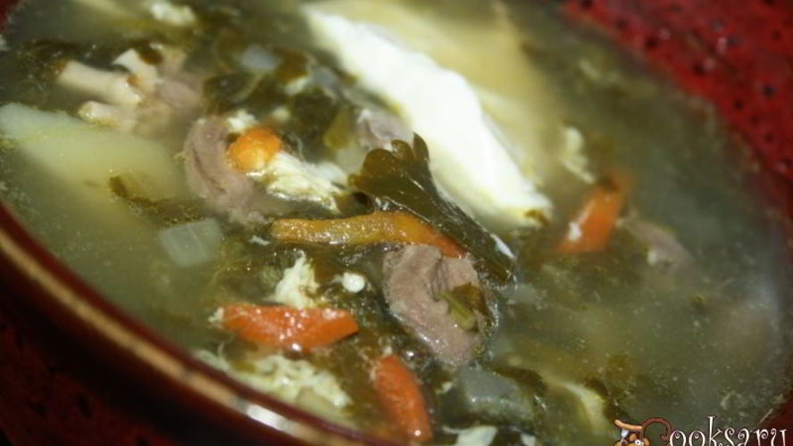 Рецепт зеленого борща со щавелем на куриных сердечках