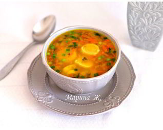 Гороховый суп с чесночными рулетиками