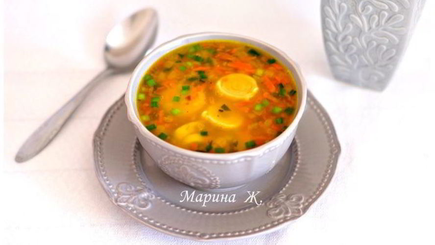 Рецепт горохового супа с чесночными рулетиками