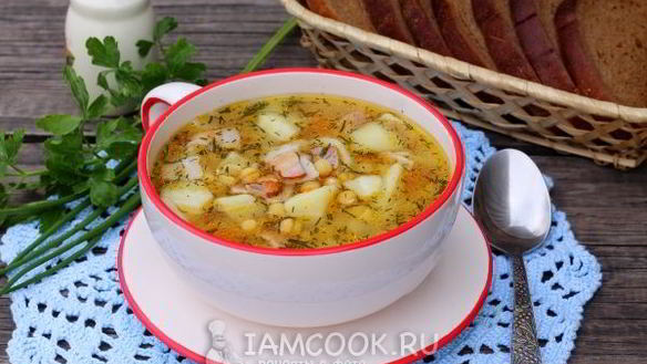 Рецепт Горохового супа с копченостями в мультиварке