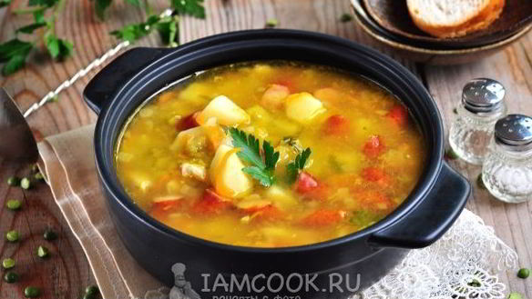 Рецепт Горохового супа с охотничьими колбасками