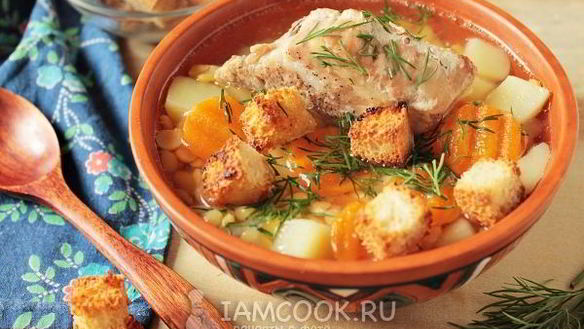 Рецепт Горохового супа с запеченными ребрышками