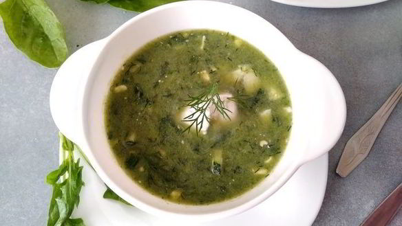 Рецепт Холодника на квасе со шпинатом