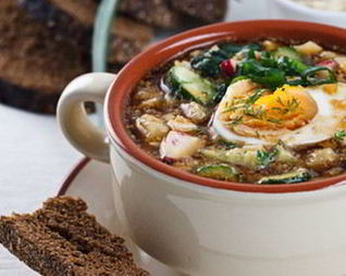 Окрошка мясная на квасе