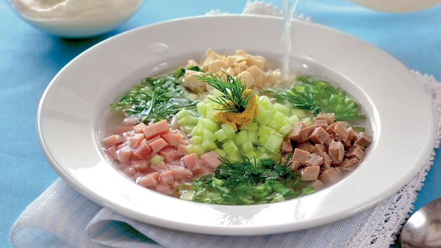 Рецепт окрошки мясной сборной