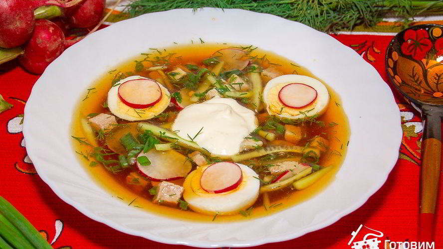 Рецепт окрошки мясной