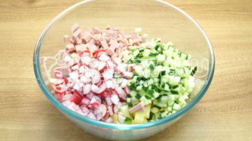 окрошка на кефире с колбасой