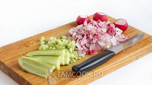 окрошка на кефире с копченой курицей без картошки