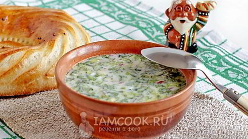 окрошка на кефире с копченой курицей без картошки