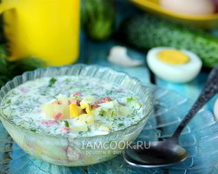 Окрошка на воде с сервелатом