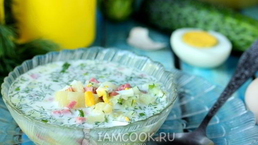 Рецепт окрошки на воде с сервелатом